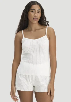 hessnatur Pointelle Spaghetti Top PURE COTTON aus reiner Bio-Baumwolle von|Damen Nachtwäsche|Nachtwäsche