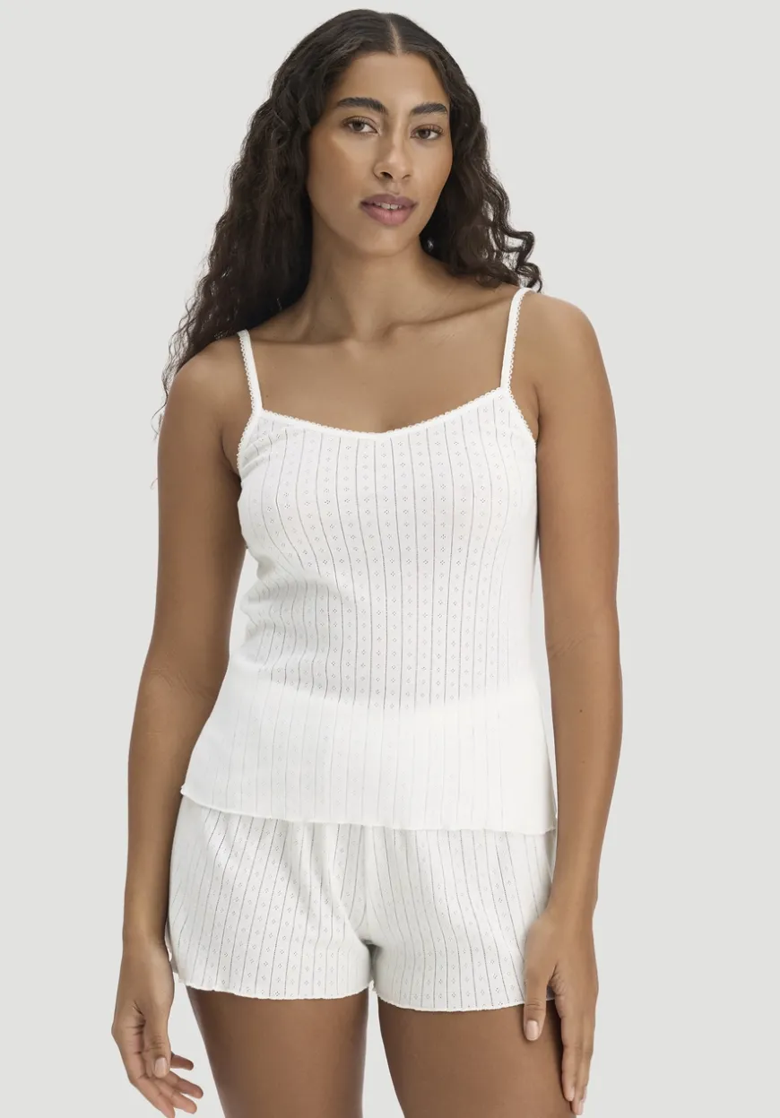 hessnatur Pointelle Spaghetti Top PURE COTTON aus reiner Bio-Baumwolle von|Damen Nachtwäsche|Nachtwäsche