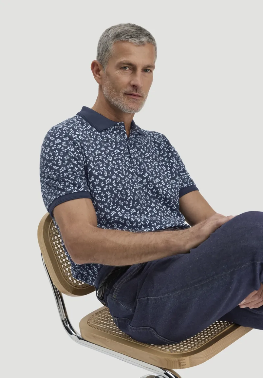 hessnatur Print Piqué Polo Relaxed aus reiner Bio-Baumwolle von|Herren T-Shirts