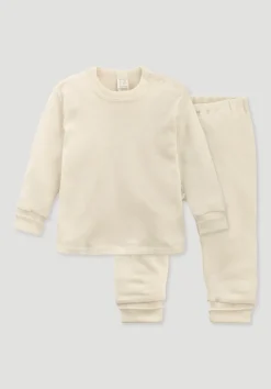 hessnatur Pyjama aus Bio-Baumwolle mit Bio-Merinowolle und Seide von| Pyjamas & Schlafoveralls|Baby Nachtwäsche