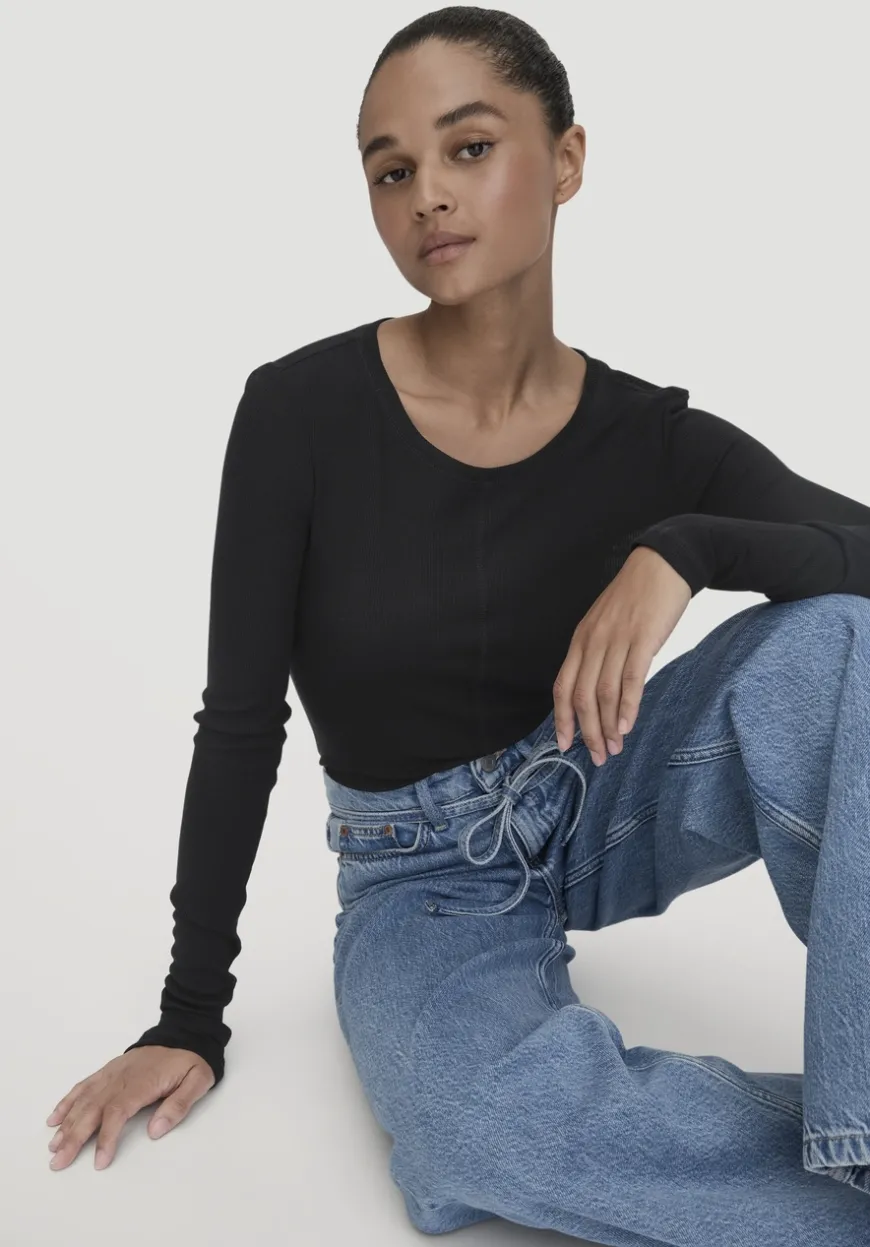 hessnatur Rib Shirt Slim aus Bio-Merinowolle und TENCEL™ Lyocell von|Damen Shirts & Tops