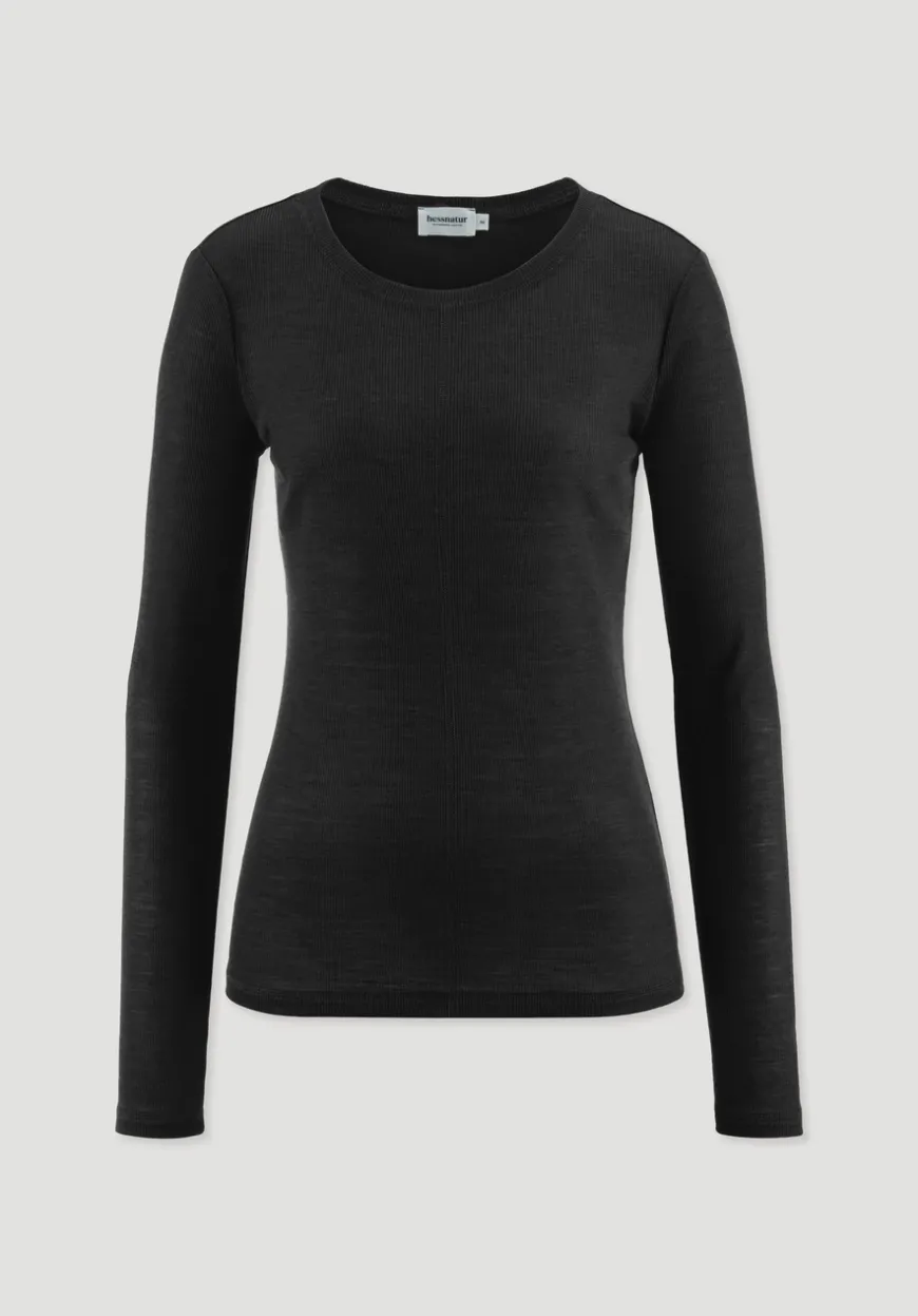 hessnatur Rib Shirt Slim aus Bio-Merinowolle und TENCEL™ Lyocell von|Damen Shirts & Tops