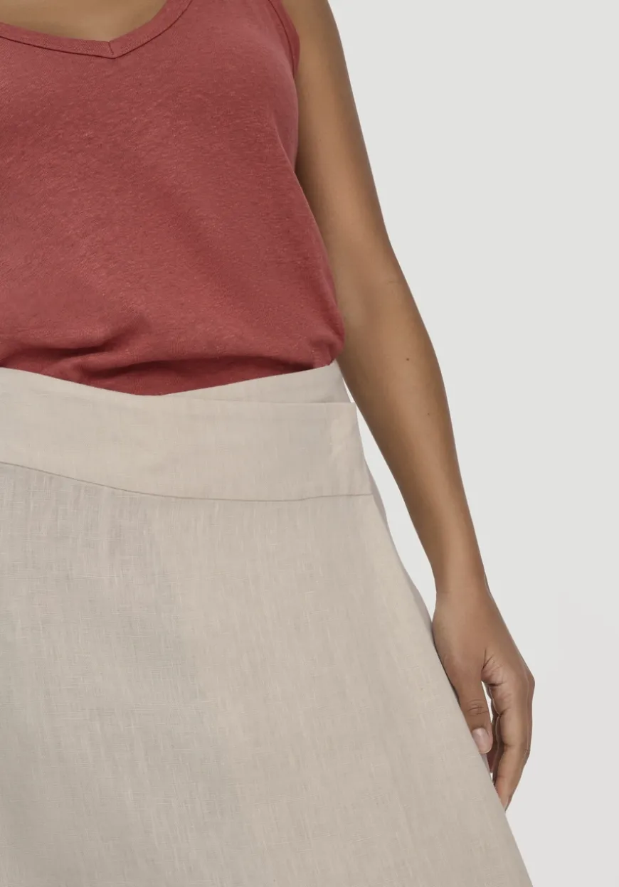 hessnatur Rock Midi Regular aus reinem Leinen von|Damen Kleider & Röcke