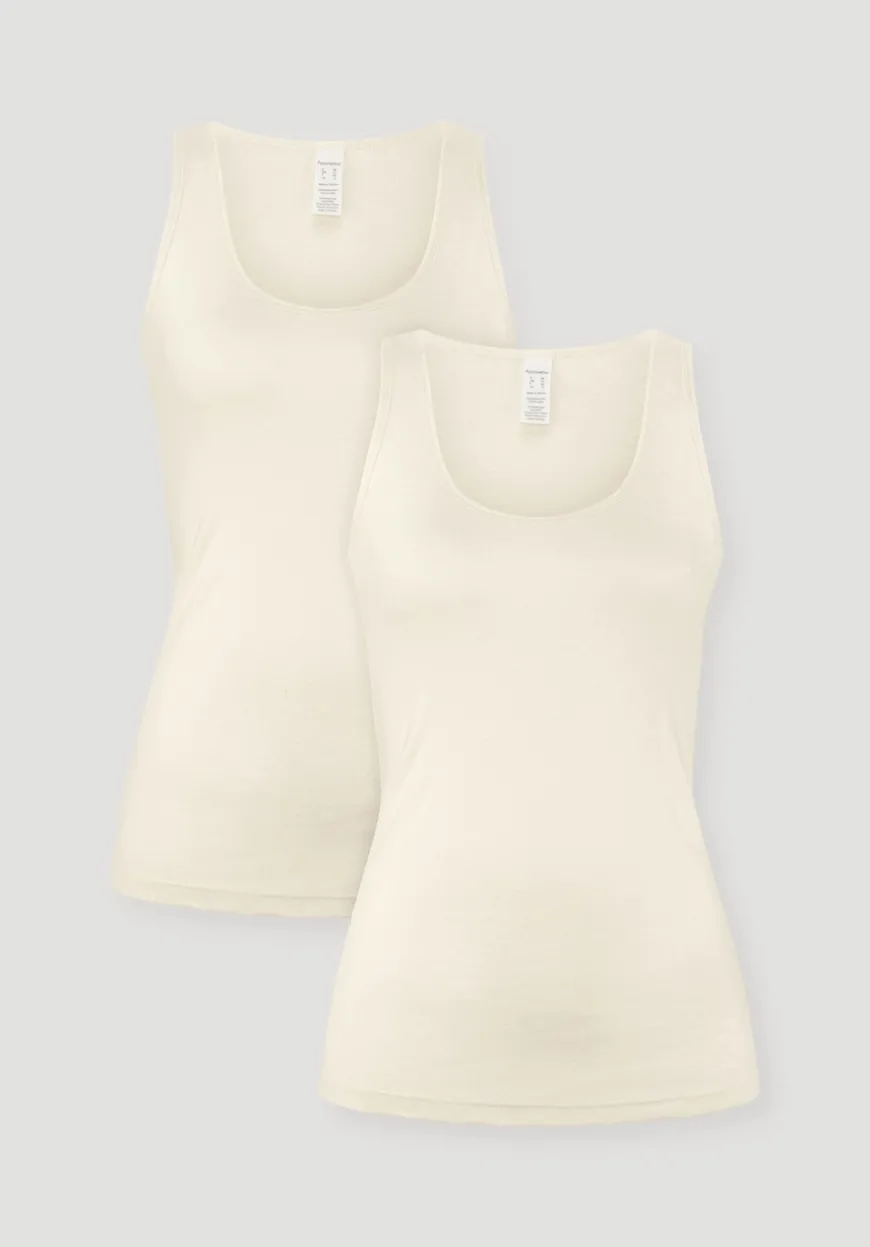 hessnatur Rundhals Tanktop im 2-Pack PURE COTTON aus reiner Bio-Baumwolle von|Damen Unterhemden|Unterhemden