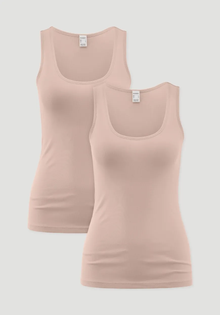 hessnatur Rundhals Tanktop im 2-Pack PURE COTTON aus reiner Bio-Baumwolle von|Damen Unterhemden|Unterhemden