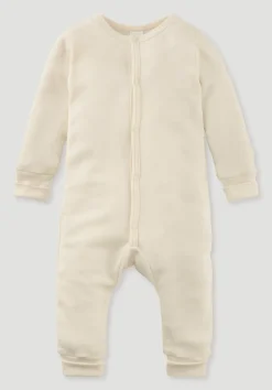 hessnatur Schlafoverall aus Bio-Baumwolle mit Bio-Merinowolle und Seide von| Pyjamas & Schlafoveralls|Baby Nachtwäsche