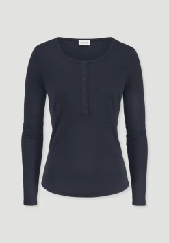 hessnatur Softrib Longsleeve Henley Fitted aus Bio-Baumwolle und Tencel™ Modal von|Damen Shirts & Tops