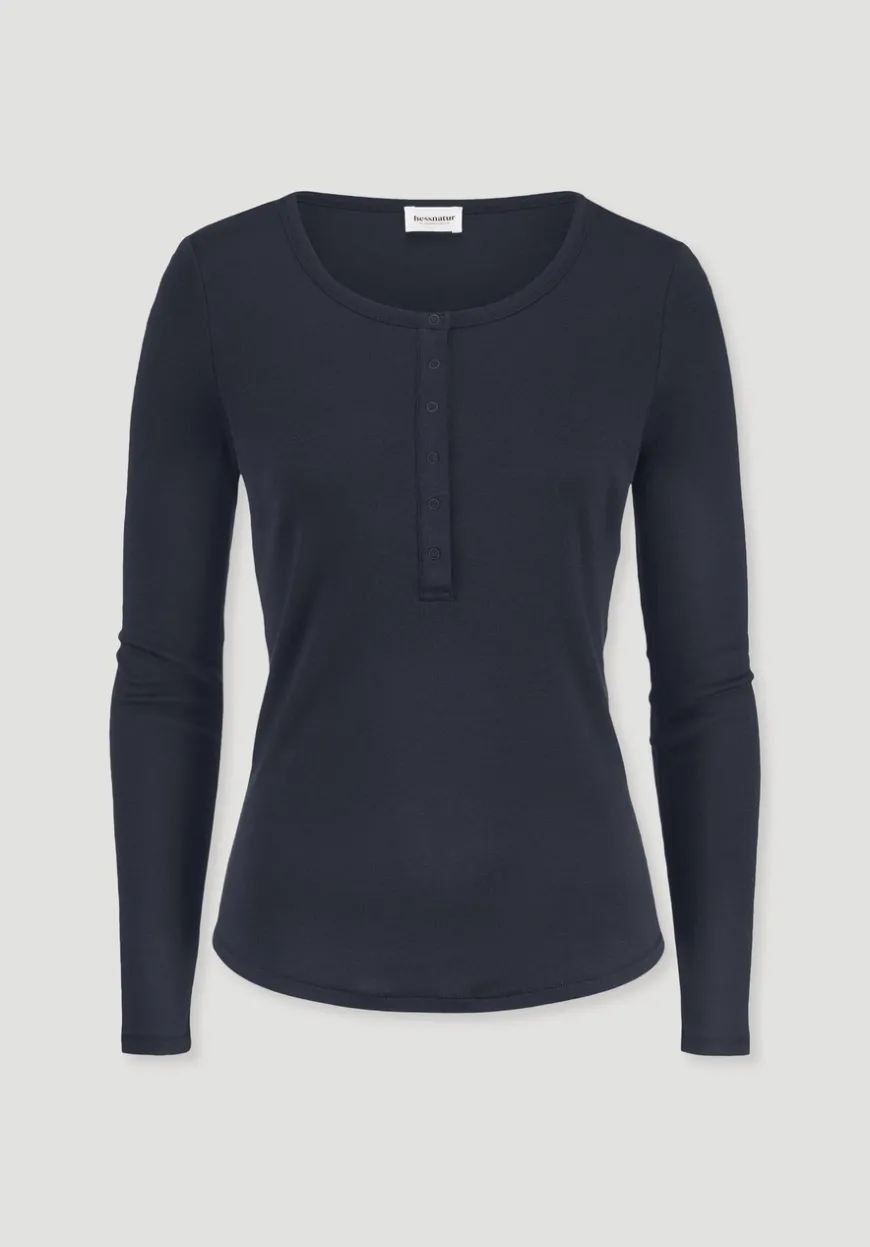 hessnatur Softrib Longsleeve Henley Fitted aus Bio-Baumwolle und Tencel™ Modal von|Damen Shirts & Tops