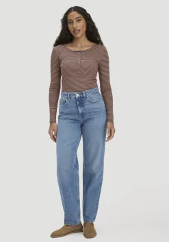 hessnatur Softrib Longsleeve Streifen Henley Fitted aus Bio-Baumwolle und TENCEL™ Modal von|Damen Shirts & Tops