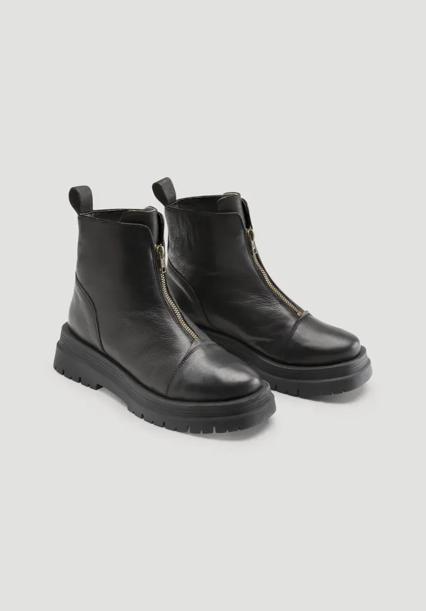 hessnatur Stiefelette mit Zipper aus chromfrei gegerbtem Leder von|Damen Schuhe