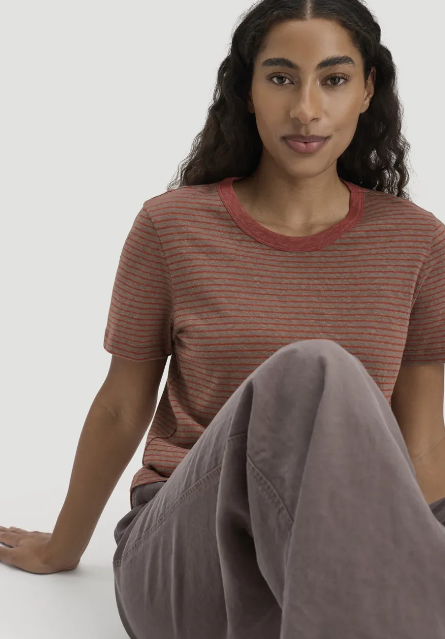 hessnatur Streifen T-Shirt Relaxed aus Leinen mit reiner Bio-Baumwolle von|Damen Shirts & Tops