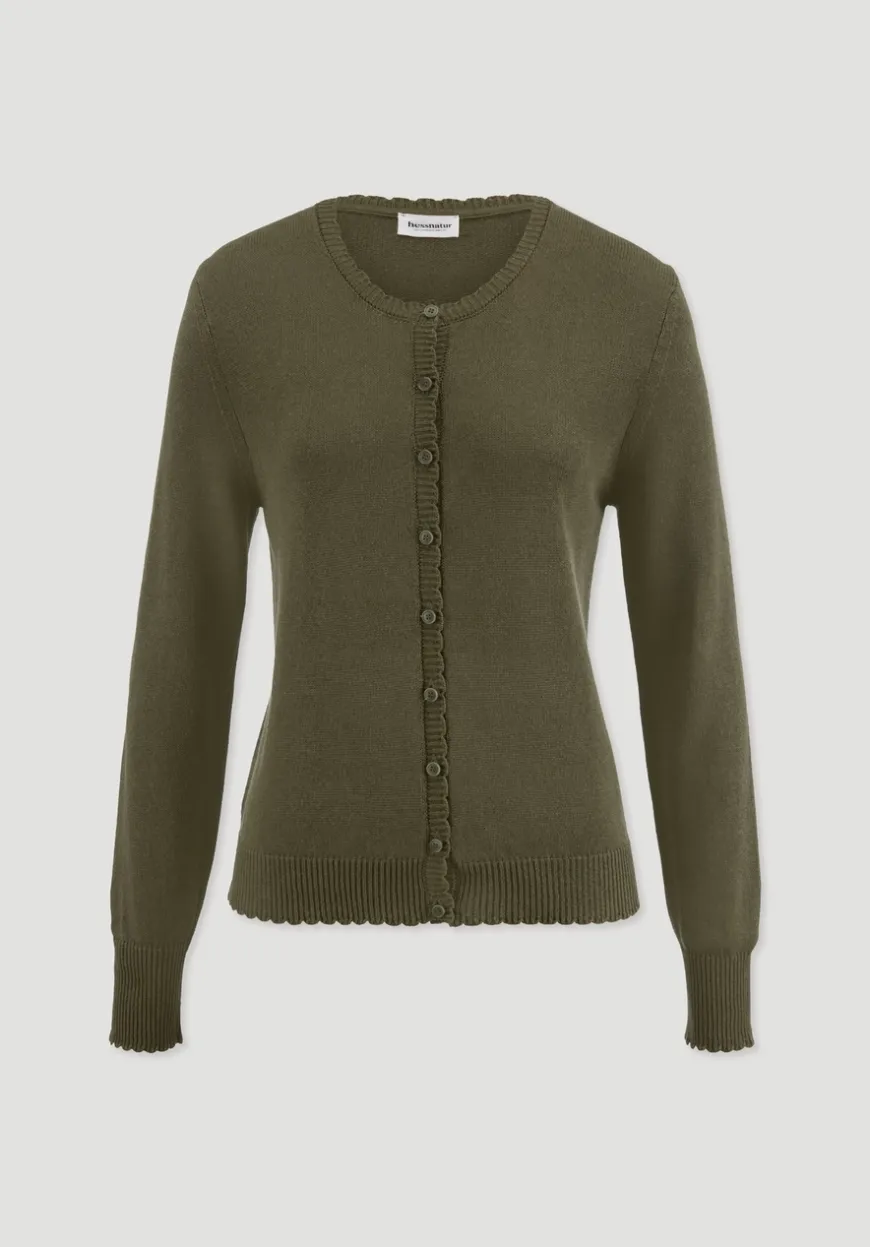 hessnatur Strick Jacke Regular aus Leinen mit Bio-Baumwolle und LENZING™ ECOVERO von|Damen Strickjacken