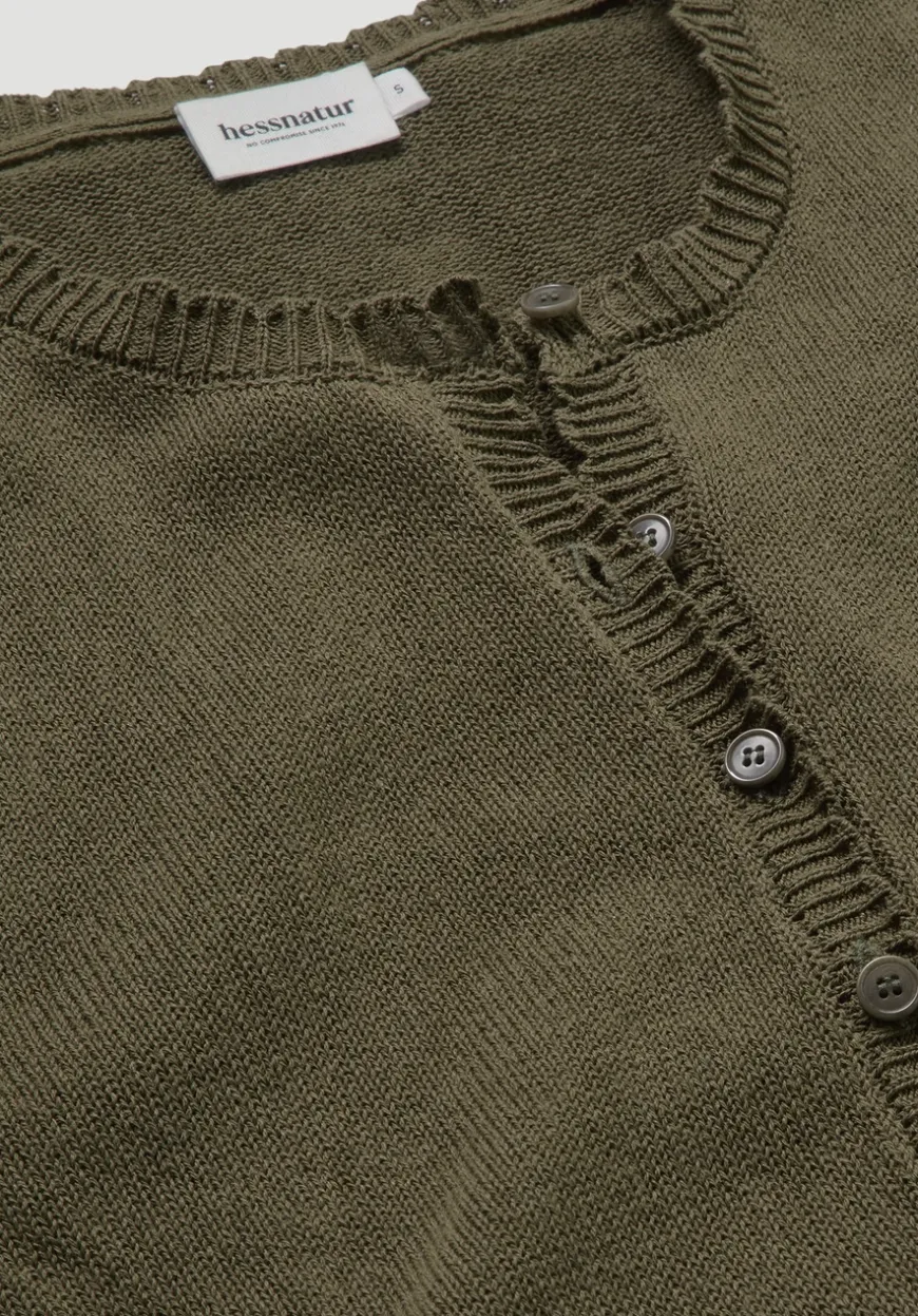 hessnatur Strick Jacke Regular aus Leinen mit Bio-Baumwolle und LENZING™ ECOVERO von|Damen Strickjacken