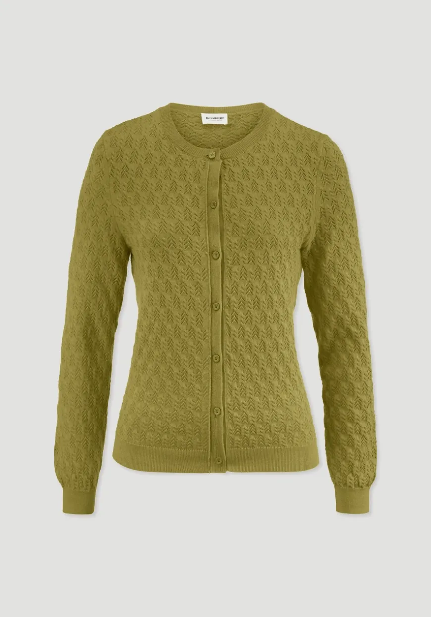 hessnatur Strick Jacke Regular aus Bio-Baumwolle mit Merinowolle von|Damen Strickjacken