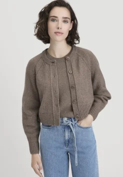 hessnatur Strick Jacke Relaxed Cropped aus Bio-Merinowolle mit Bio-Baumwolle von|Damen Strickjacken