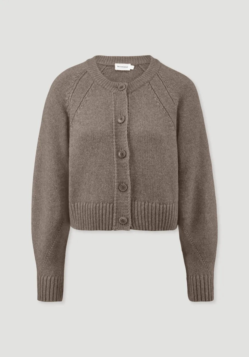 hessnatur Strick Jacke Relaxed Cropped aus Bio-Merinowolle mit Bio-Baumwolle von|Damen Strickjacken