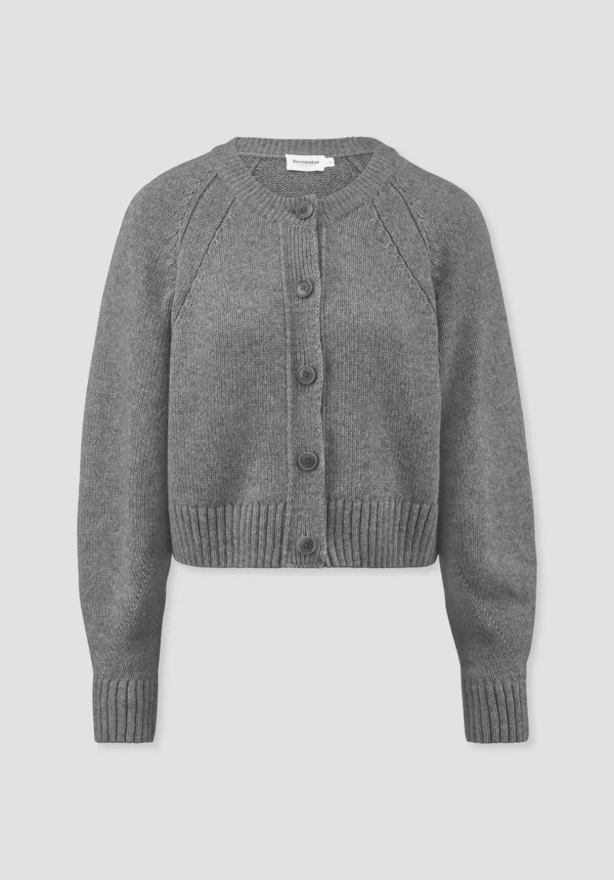 hessnatur Strick Jacke Relaxed Cropped aus Bio-Merinowolle mit Bio-Baumwolle von|Damen Strickjacken