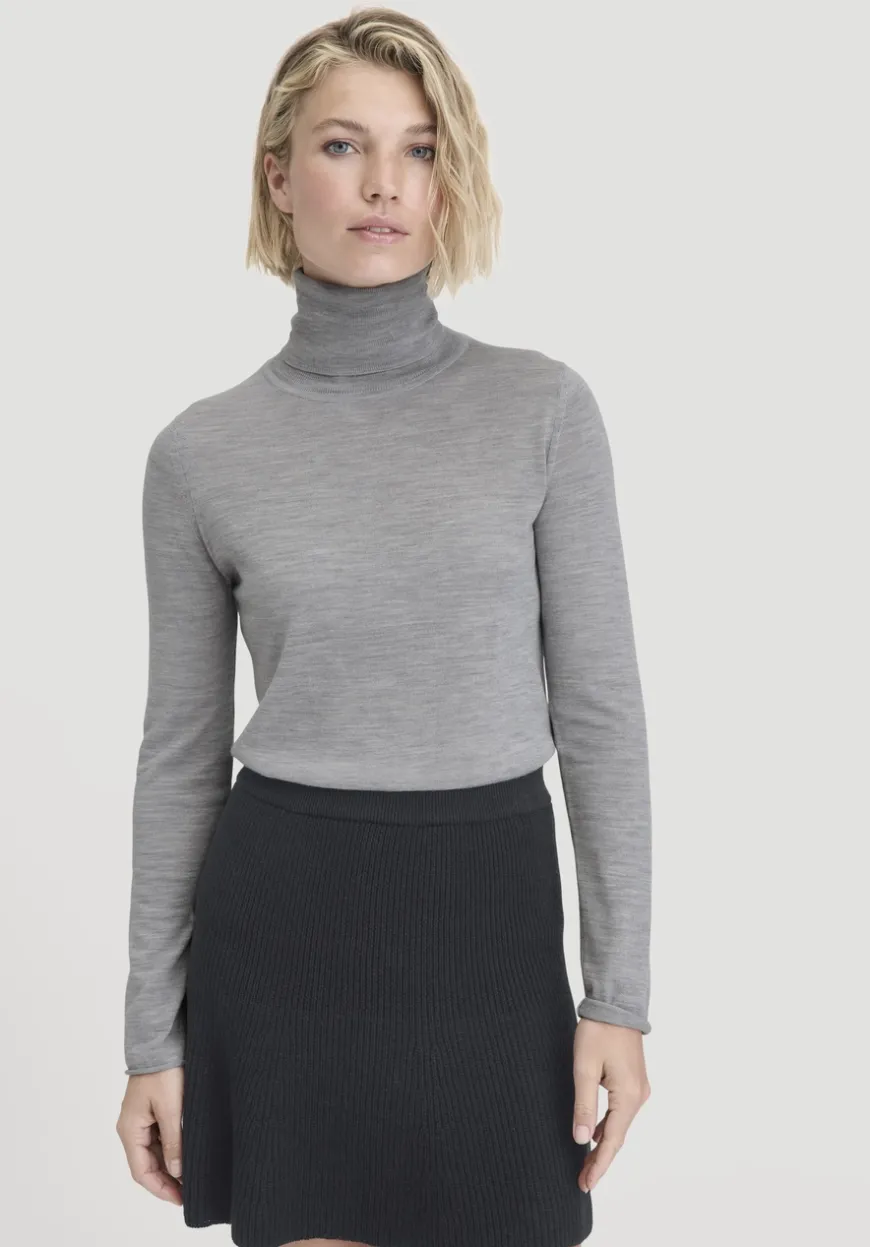 hessnatur Strick Rollkragen Pullover Slim aus reiner Bio-Merinowolle von|Damen Pullover|T-Shirts
