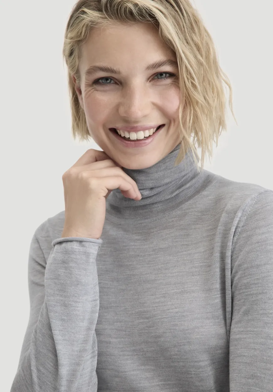 hessnatur Strick Rollkragen Pullover Slim aus reiner Bio-Merinowolle von|Damen Pullover|T-Shirts
