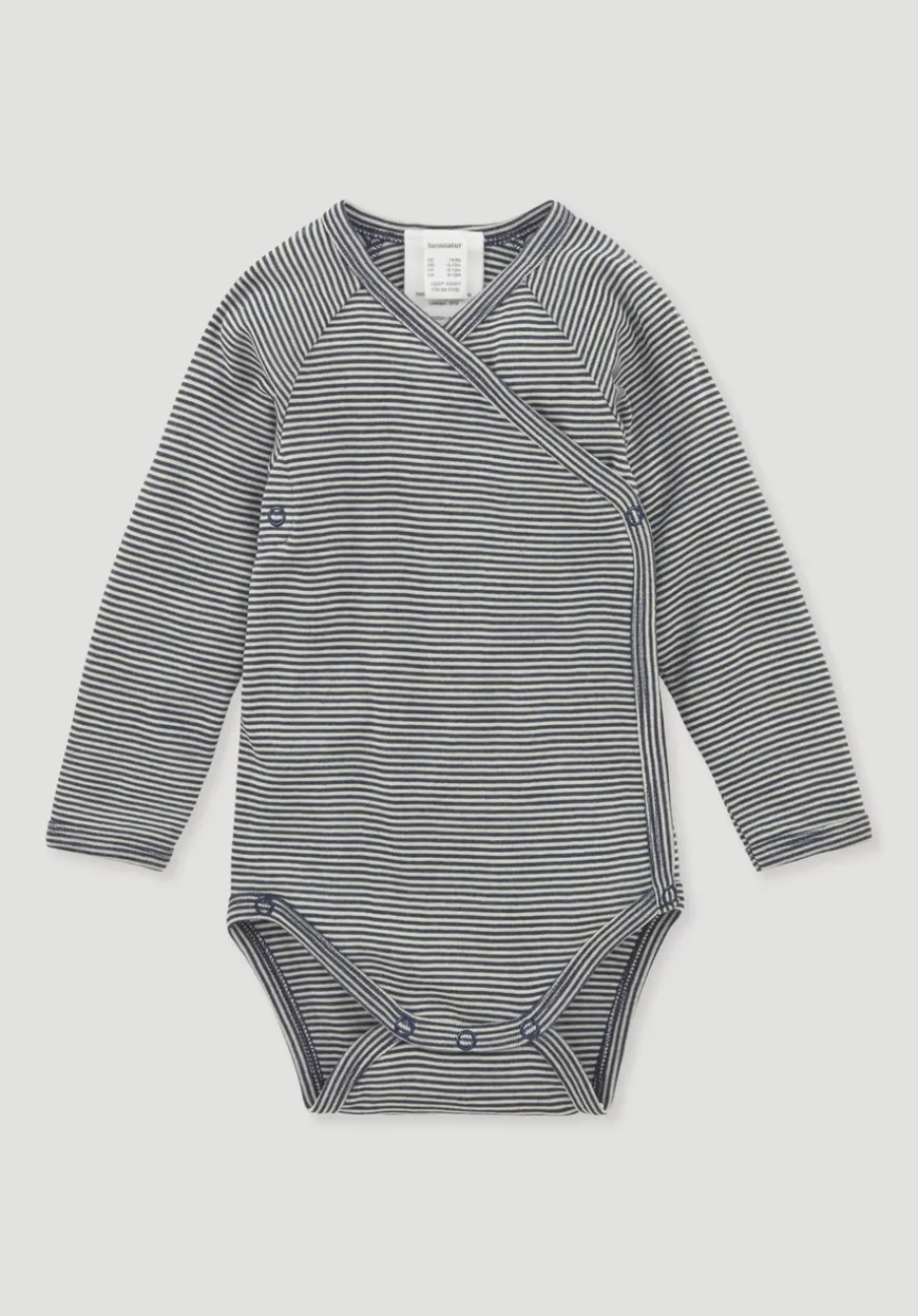 hessnatur Wickelbody Langarm aus Bio-Merinowolle mit Seide von| Bodys|Baby-Bodys