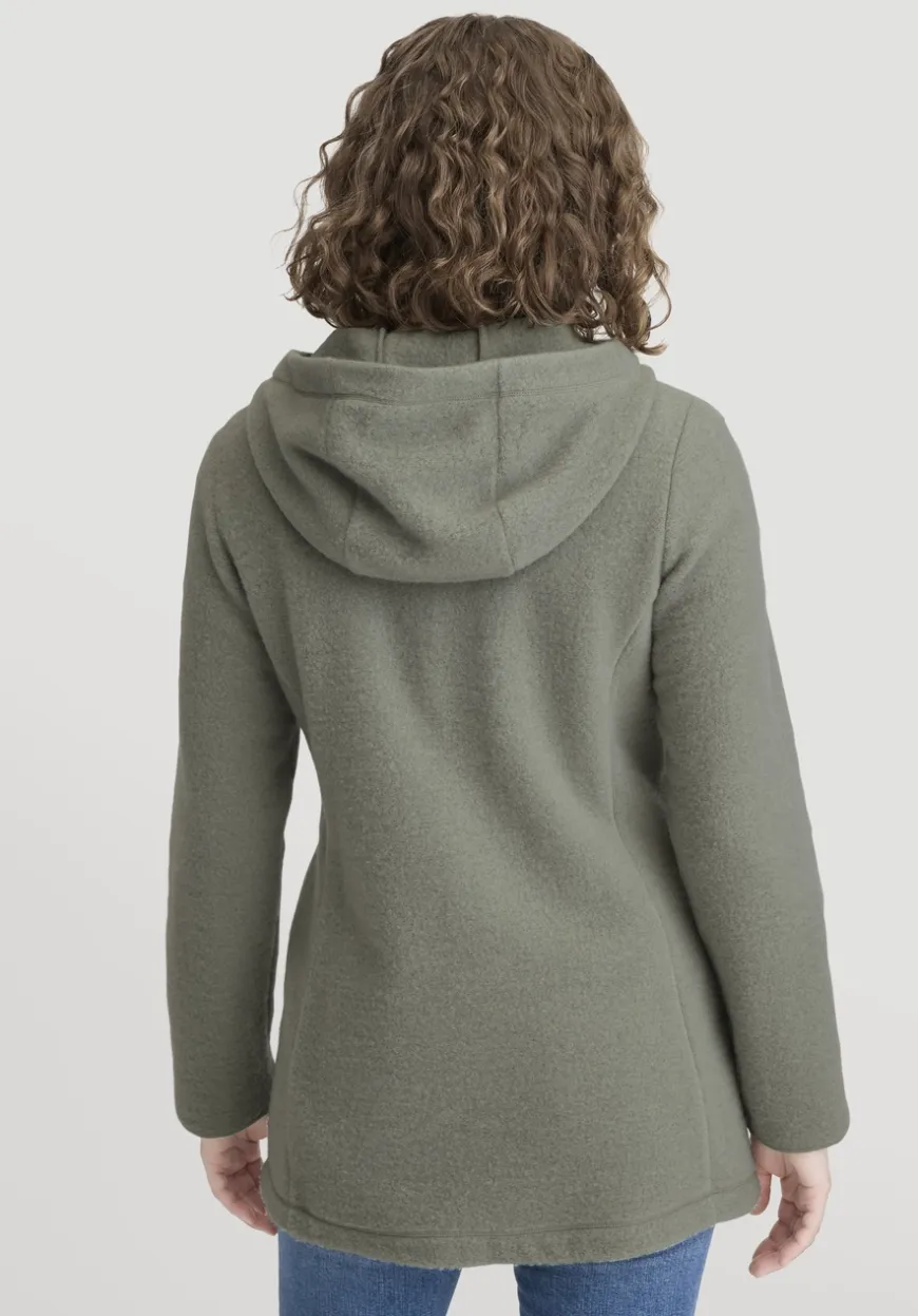 hessnatur Wollfleece Kapuzen-Jacke Regular aus Bio-Merinowolle und Bio-Baumwolle von|Damen Jacken & Mäntel|Fleece