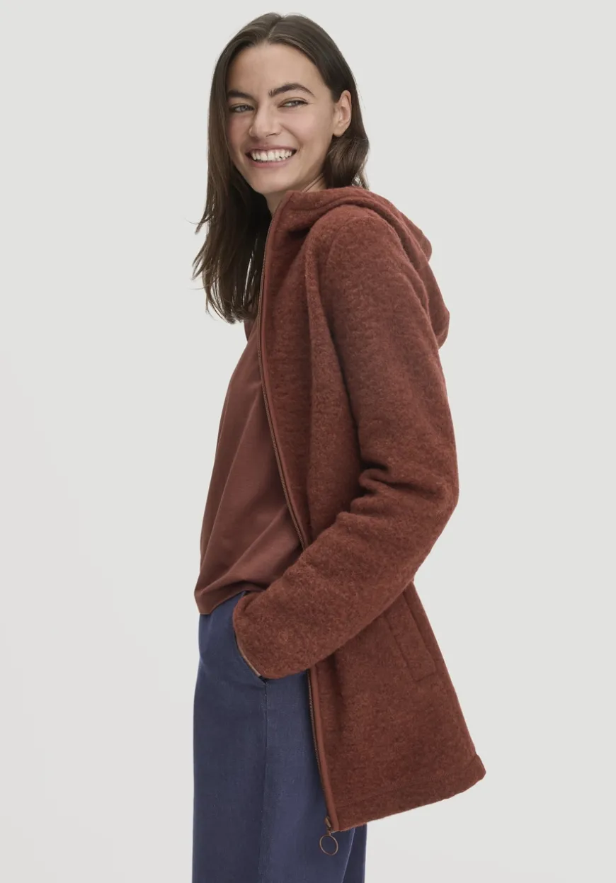 hessnatur Wollfleece Kapuzen-Jacke Regular aus Bio-Merinowolle und Bio-Baumwolle von|Damen Jacken & Mäntel|Fleece