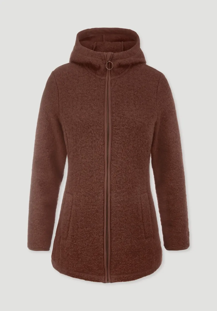 hessnatur Wollfleece Kapuzen-Jacke Regular aus Bio-Merinowolle und Bio-Baumwolle von|Damen Jacken & Mäntel|Fleece