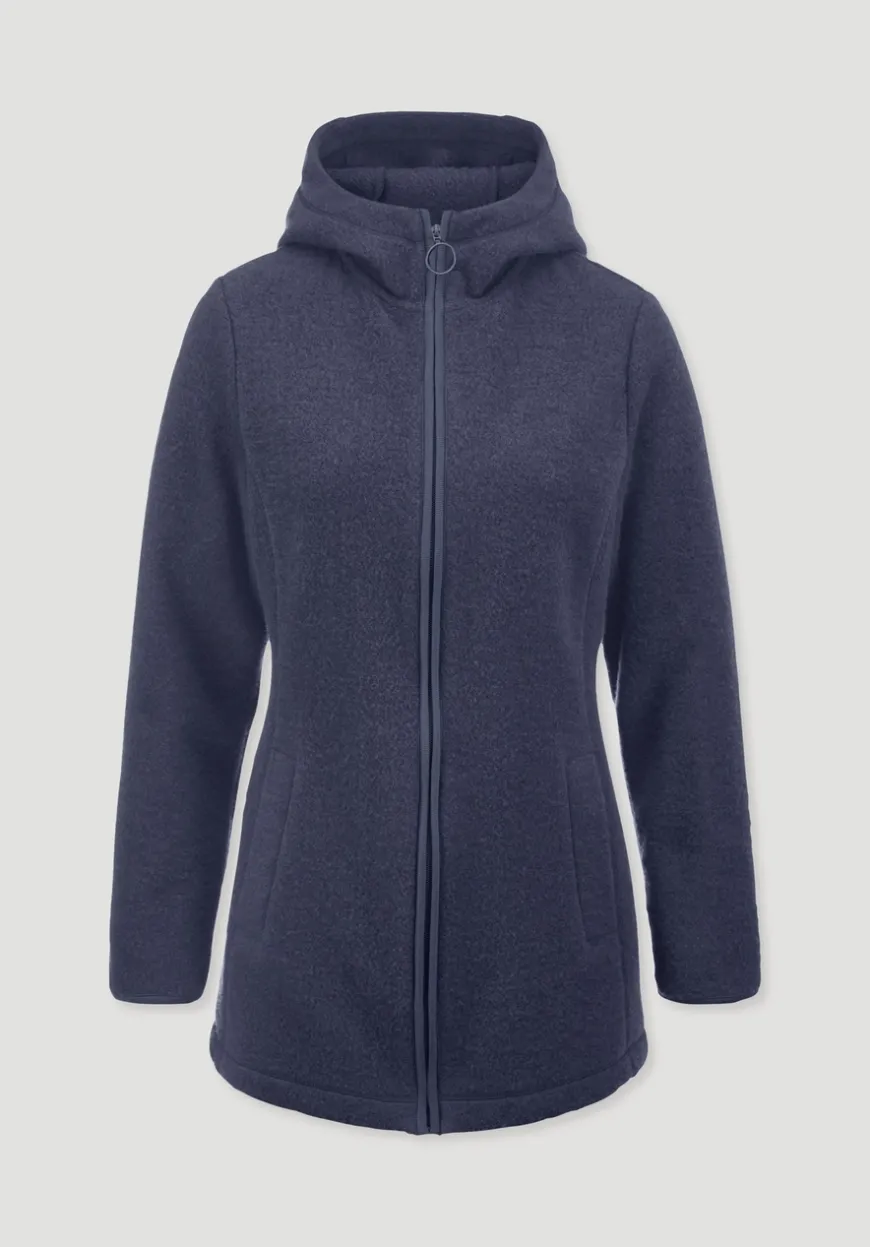 hessnatur Wollfleece Kapuzen-Jacke Regular aus Bio-Merinowolle und Bio-Baumwolle von|Damen Jacken & Mäntel|Fleece