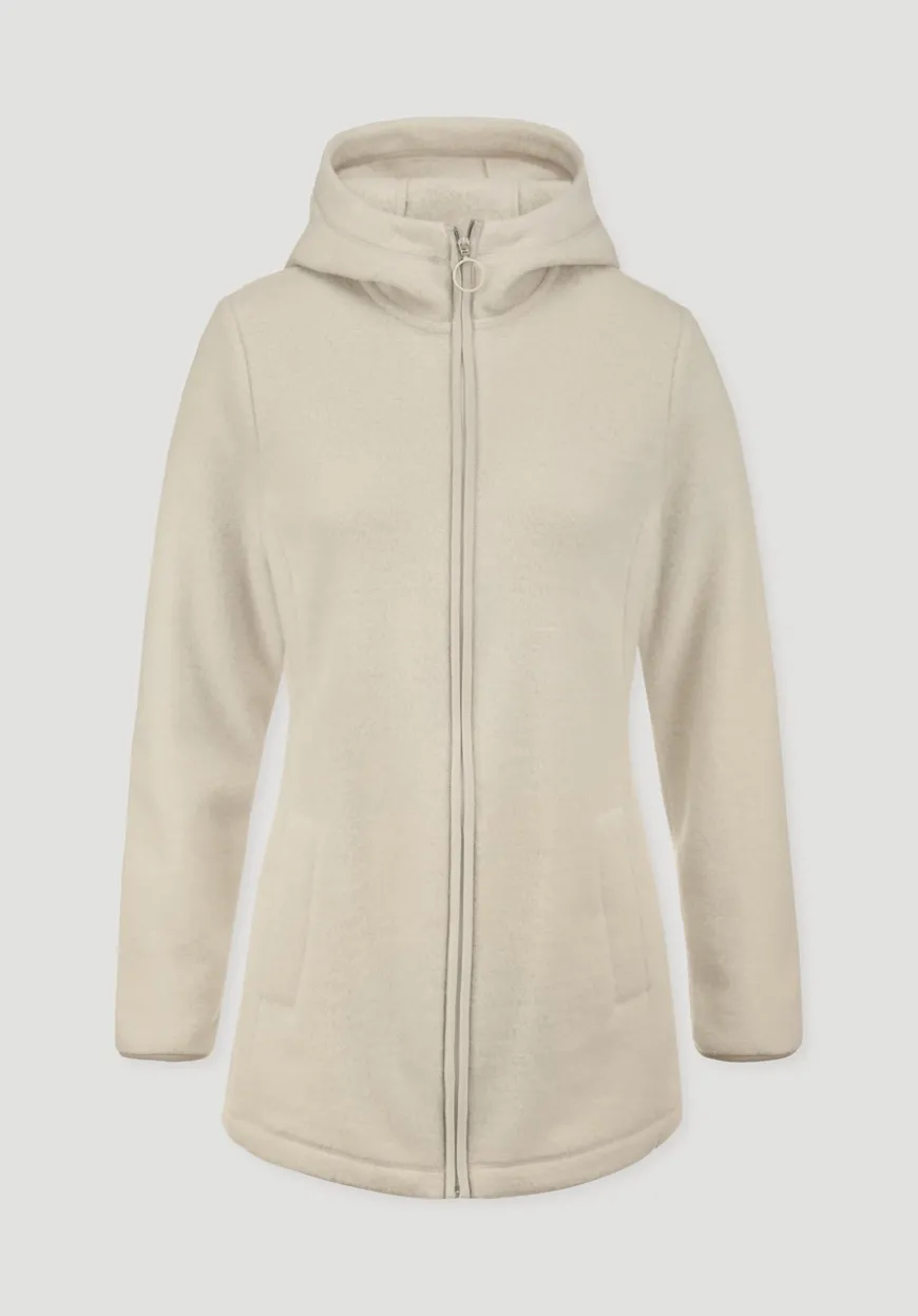 hessnatur Wollfleece Kapuzen-Jacke Regular aus Bio-Merinowolle und Bio-Baumwolle von|Damen Jacken & Mäntel|Fleece