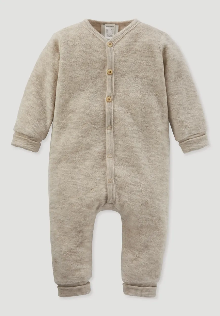 hessnatur Wollfrottee Overall aus reiner Bio-Merinowolle von| Pyjamas & Schlafoveralls|Baby Nachtwäsche